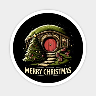 Merry Christmas - Festive Round Door - Fantasy Christmas Magnet